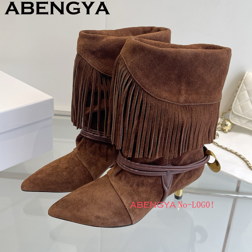 Suede Leather Edge Tassel Desi - Ethnic Fashion Women ulasan dan harga
