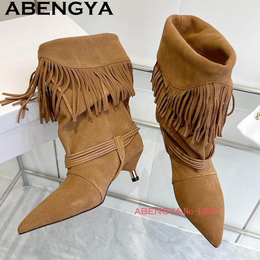 Suede Leather Edge Tassel Desi - Ethnic Fashion Women ulasan dan harga