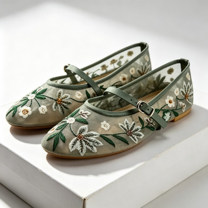 Mesh Embroidered Leisure Balle - Ethnic Fashion Design ulasan dan harga